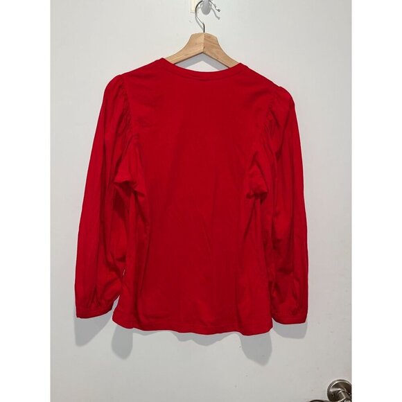 A.L.C. Womens Red Puff -Sleeve Blouse Size Small Cotton Blend - Picture 4 of 9